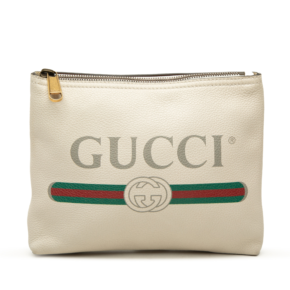 Pre-Loved Gucci Leather Gucci Logo Clutch